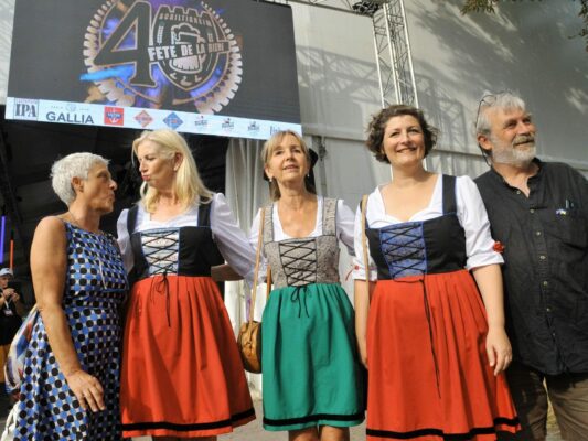 Danielle DAMBACH, Pia IMBS et Jeanne Barseghian Inauguration fête de la bière de Schiltigheim