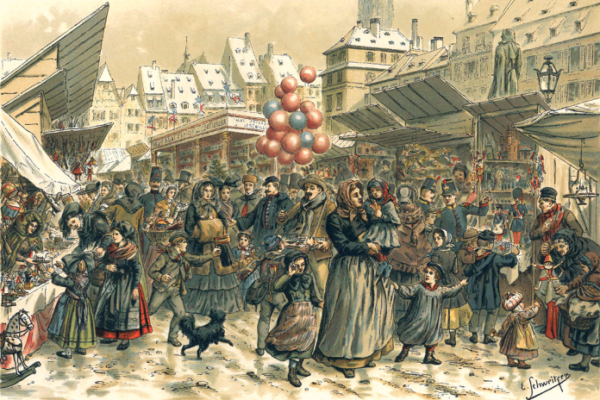 Strasbourg Marché de Noël gravure