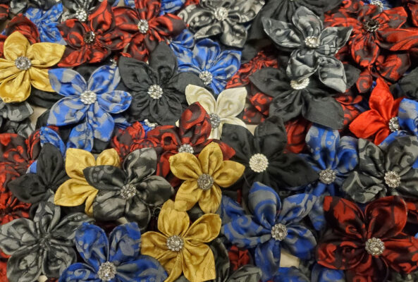 barrette Floriale en tissu damassé