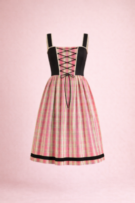 robe alsacienne moderne en kelsch rose et vert