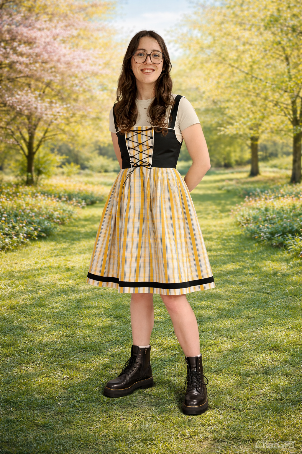 robe alsacienne moderne en kelsch jaune