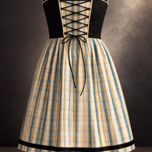 robe alsacienne moderne en kelsch turquoise et jaune