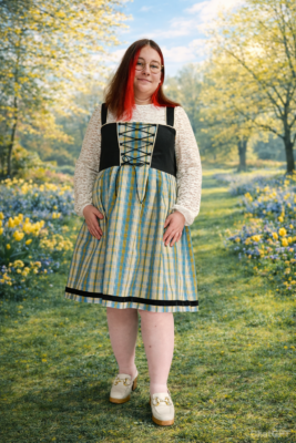 robe alsacienne moderne en kelsch turquoise