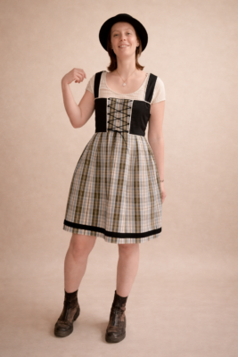 robe alsacienne moderne en kelsch wissembourg kaki et bleu