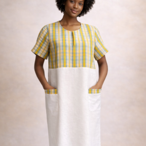 lisel robe alsacienne moderne en lin et kelsch jaune