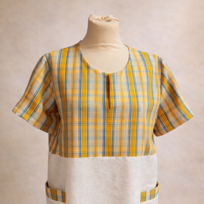 robe chemise fabriquée en France lin et kelsch jaune